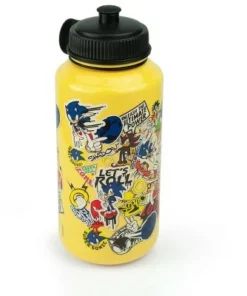 Just Funky Sonic The Hedgehog Sticker Bomb Large Plastic Water Bottle | Holds 32 Ounces