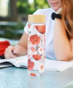 GROSCHE VENICE Eco-Friendly Glass Water Bottle with Bamboo lid and Protective Sleeve, 22.6 fl oz Capacity, Red Poppy 12 GROSCHE VENICE Eco-Friendly Glass Water Bottle with Bamboo lid and Protective Sleeve, 22.6 fl oz Capacity, Red Poppy -Water Bottles Sales unnamed file 4684