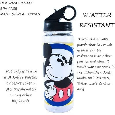 Silver Buffalo Disney Mickey Mouse 20oz Plastic Water Bottle w/ Screw Lid 3 Silver Buffalo Disney Mickey Mouse 20oz Plastic Water Bottle w/ Screw Lid