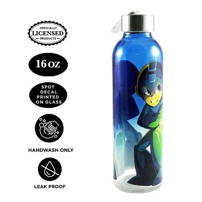 Just Funky Mega Man 20oz Glass Water Bottle 4 Just Funky Mega Man 20oz Glass Water Bottle - Image 2