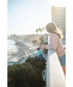 EcoVessel 24oz Insulated Stainless Steel Water Bottle with Dual Opening Lid - Blue Ombre