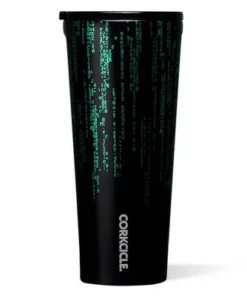 Corkcicle 24 Ounce The Matrix Binary Code Tumbler Stainless Steel Triple Insulated Water Bottle with Sliding Shatter Proof Lid and Slip Proof Bottom