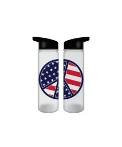 USA American Flag Peace Sign 24oz Plastic Water Bottle