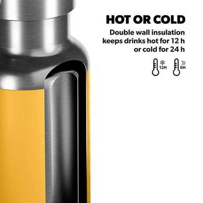 Dometic THRM48 16 Ounce Stainless Steel Vacuum Sealed Insulated Thermo Bottle with Twist Off Steel Cap, BPA Free and Dishwasher Safe, Mango Yellow 5 Dometic THRM48 16 Ounce Stainless Steel Vacuum Sealed Insulated Thermo Bottle with Twist Off Steel Cap, BPA Free and Dishwasher Safe, Mango Yellow - Image 3
