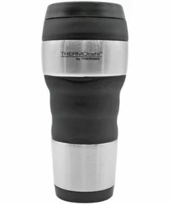 Thermos 16 oz. ThermoCafe Stainless Steel Tumbler w/ Grip- Stainless Steel/Black