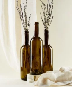 Juvale 6-Pack Wine Glass Bottles, 750ml Empty Recyclable Bordeaux Bottle for Home Brewing Alcohol, Wine Supplies, Green