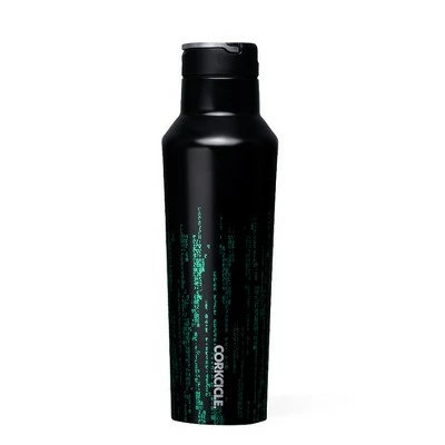 Corkcicle 20 Ounce The Matrix Binary Code Sport Canteen Stainless Steel Triple Insulated Water Bottle w/ Straw Cap, Clip & Folding Metal Handle, Black 3 Corkcicle 20 Ounce The Matrix Binary Code Sport Canteen Stainless Steel Triple Insulated Water Bottle w/ Straw Cap, Clip & Folding Metal Handle, Black