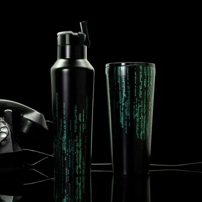 Corkcicle 20 Ounce The Matrix Binary Code Sport Canteen Stainless Steel Triple Insulated Water Bottle w/ Straw Cap, Clip & Folding Metal Handle, Black 6 Corkcicle 20 Ounce The Matrix Binary Code Sport Canteen Stainless Steel Triple Insulated Water Bottle w/ Straw Cap, Clip & Folding Metal Handle, Black - Image 4