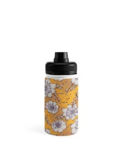 Avenie Dahlia Lineart Orange Water Bottle - Society6