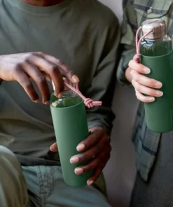 Black+blum Black + Blum Glass Water Bottle with Olive Sleeve