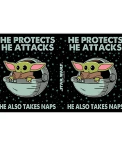 Star Wars The Mandalorian The Child Protects Attacks Naps Stainless Steel Water Bottle