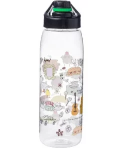Silver Buffalo Friends Icons 28-Ounce Plastic Water Bottle w/ Screw Lid