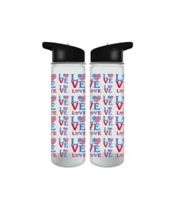 USA Americana Patriotic Love 24 Oz Plastic Water Bottle
