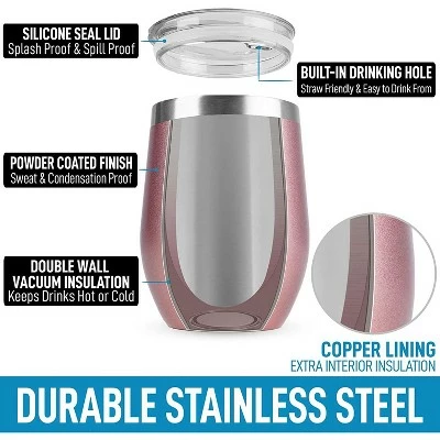 Zulay Kitchen Zulay 12oz Insulated Wine Tumbler With Lid - Stemless Stainless Steel Wine Tumblers With Lids -Water Bottles Sales unnamed file 6079