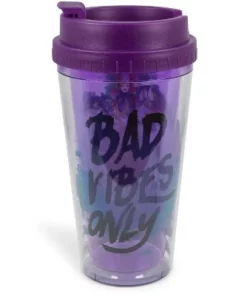 Silver Buffalo Disney Villains "Bad Vibes Only" Double-Walled Plastic Tumbler | Holds 16 Ounces