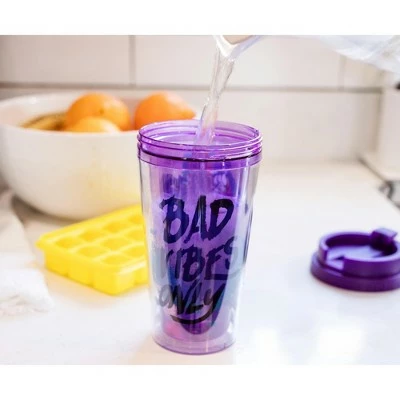 Silver Buffalo Disney Villains "Bad Vibes Only" Double-Walled Plastic Tumbler | Holds 16 Ounces 7 Silver Buffalo Disney Villains "Bad Vibes Only" Double-Walled Plastic Tumbler | Holds 16 Ounces - Image 5