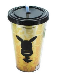 Just Funky Pokemon Pikachu Silhouette Gold 16oz Carnival Cup