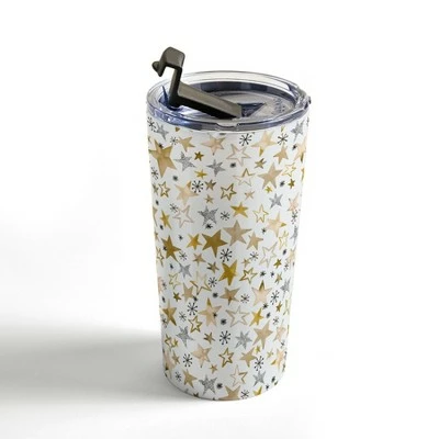 Society6 Ninola Design Winter stars holiday gold Travel Mug 20 oz Stainless Steel Travel Mug - Deny Designs 4 Society6 Ninola Design Winter stars holiday gold Travel Mug 20 oz Stainless Steel Travel Mug - Deny Designs - Image 2