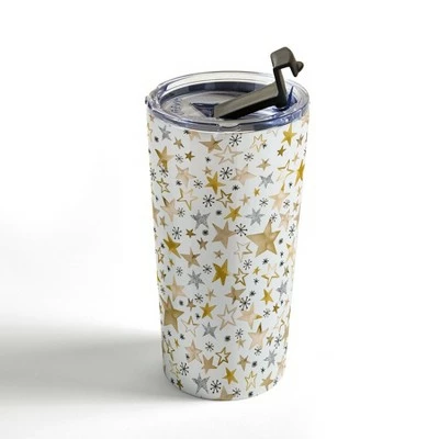 Society6 Ninola Design Winter stars holiday gold Travel Mug 20 oz Stainless Steel Travel Mug - Deny Designs 5 Society6 Ninola Design Winter stars holiday gold Travel Mug 20 oz Stainless Steel Travel Mug - Deny Designs - Image 3