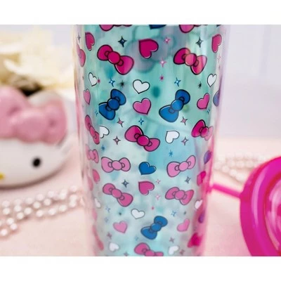 Silver Buffalo Hello Kitty Bows and Hearts Carnival Cup with Lid and Straw | Holds 20 Ounces 4 Silver Buffalo Hello Kitty Bows and Hearts Carnival Cup with Lid and Straw | Holds 20 Ounces - Image 2