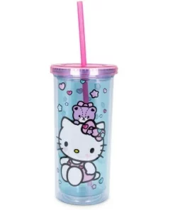 Silver Buffalo Hello Kitty Stacked Donuts Carnival Cup with Lid and Straw | Holds 20 Ounces