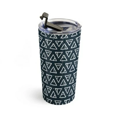 Society6 CoastL Studio Alchemical Triangles Navy 20 oz Stainless Steel Travel Mug - Deny Designs 4 Society6 CoastL Studio Alchemical Triangles Navy 20 oz Stainless Steel Travel Mug - Deny Designs - Image 2