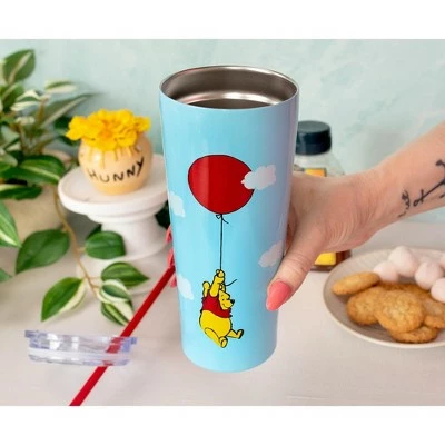Silver Buffalo Winnie the Pooh Balloon Stainless Steel Tumbler With Straw | Holds 22 Ounces 4 Silver Buffalo Winnie the Pooh Balloon Stainless Steel Tumbler With Straw | Holds 22 Ounces - Image 2