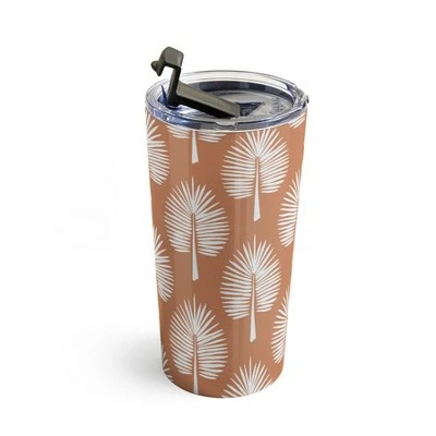 Society6 CoastL Studio Wide Palm Terra Cotta 20 oz Stainless Steel Travel Mug - Deny Designs 4 Society6 CoastL Studio Wide Palm Terra Cotta 20 oz Stainless Steel Travel Mug - Deny Designs - Image 2