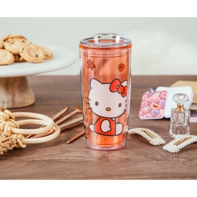 Silver Buffalo Sanrio Hello Kitty Pumpkin Spice Travel Tumbler w/ Slide Close Lid | 20 Ounces 4 Silver Buffalo Sanrio Hello Kitty Pumpkin Spice Travel Tumbler w/ Slide Close Lid | 20 Ounces - Image 2