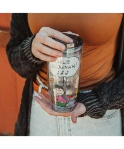 Silver Buffalo Peanuts Charlie Brown Travel Tumbler with Slide Close Lid | Holds 20 Ounces -Water Bottles Sales unnamed file 895