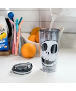 The Nightmare Before Christmas Silver Buffalo Nightmare Before Christmas Jack Face 20oz Double Wall Travel Tumbler -Water Bottles Sales unnamed file 953