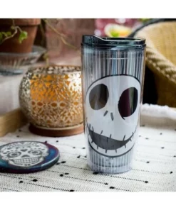 The Nightmare Before Christmas Silver Buffalo Nightmare Before Christmas Jack Face 20oz Double Wall Travel Tumbler -Water Bottles Sales unnamed file 954
