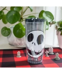 The Nightmare Before Christmas Silver Buffalo Nightmare Before Christmas Jack Face 20oz Double Wall Travel Tumbler -Water Bottles Sales unnamed file 955